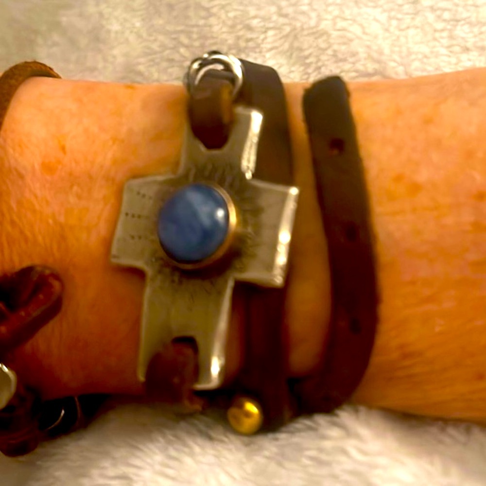 Sundance Brown Leather Wrap Bracelet (Cross Not Included)